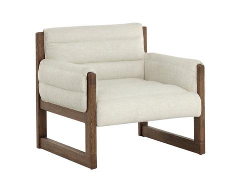 Timeless Minimalist Modern Oak Upholstered Chair & a Half