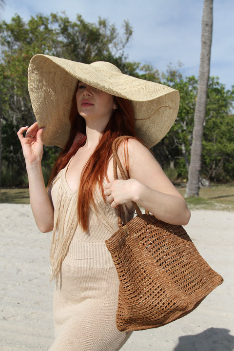 Beach Geometric Braided Open Top Tote