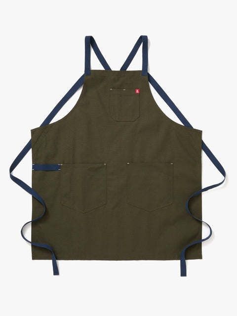 Bib Apron with Crossback and Patch Pockets