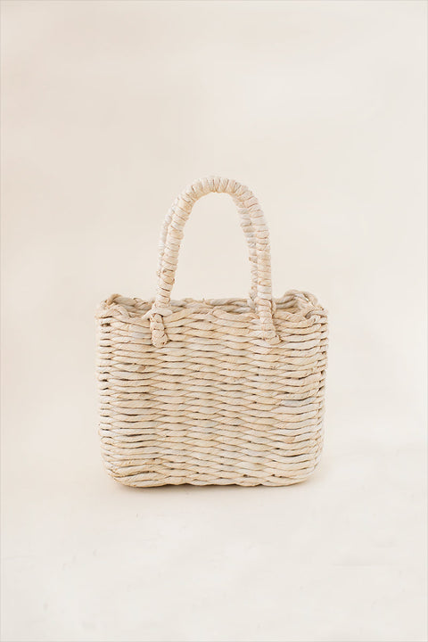 Basket Weave Open Top Basket Bag with Structured Base
