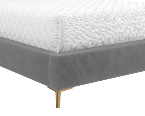 Sunpan Modern Harris Upholstered Platform Bed with Headboard - Low Profile - Queen - Full - King
