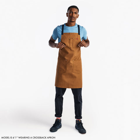 Bib Apron with Crossback and Patch Pockets