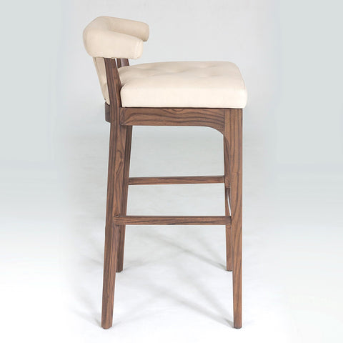 Timeless Minimalist Modern Barrel Back Leather Bar Stool
