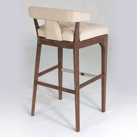 Timeless Minimalist Modern Barrel Back Leather Bar Stool