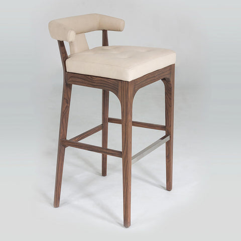 Timeless Minimalist Modern Barrel Back Leather Bar Stool