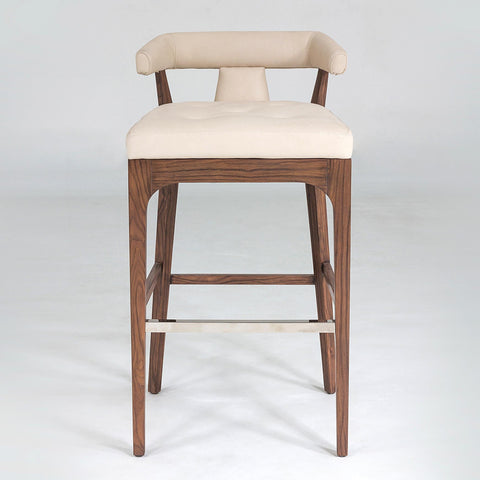 Timeless Minimalist Modern Barrel Back Leather Bar Stool