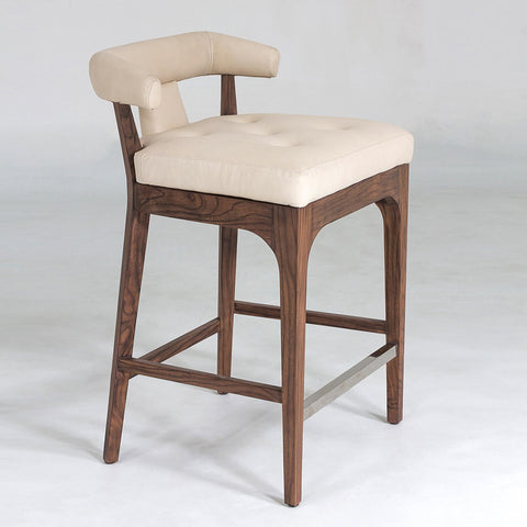 Timeless Minimalist Barrel Back Modern Upholstered Counter Stool