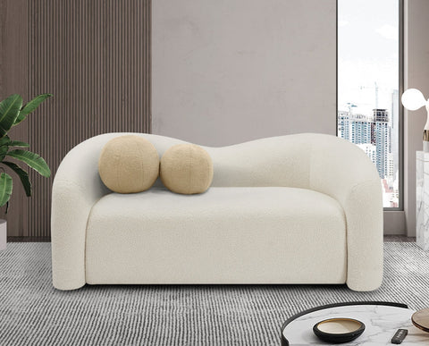 Kali Asymmetrical Curved Faux Shearling Loveseat Sofa