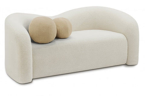 Kali Asymmetrical Curved Faux Shearling Loveseat Sofa