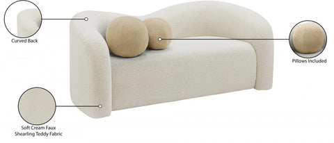 Kali Asymmetrical Curved Faux Shearling Loveseat Sofa