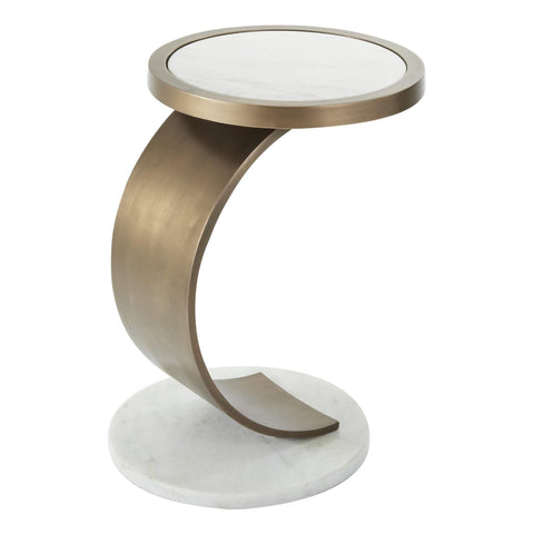Global Views Timeless Minimalist Curved Marble C Table Accent Table