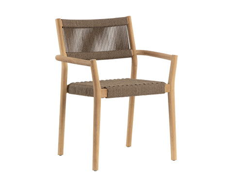 Outdoor Living & Garden Modern Hand Woven Teak Dining Armchair