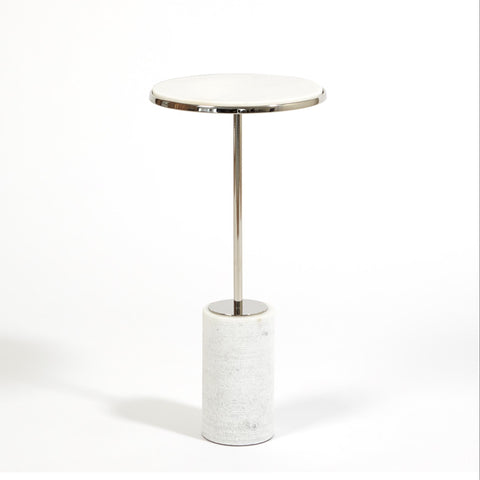 Global Views Timeless Minimalist Modern Round Drum Drink Table