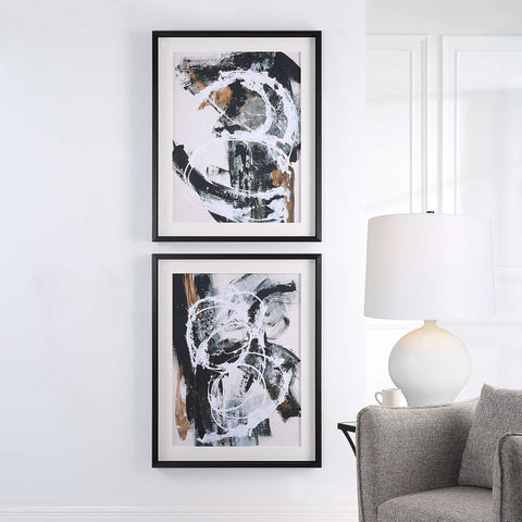 Uttermost Winterland Framed Prints Contemporary Abstract Rectangle Wall Art - Set of 2