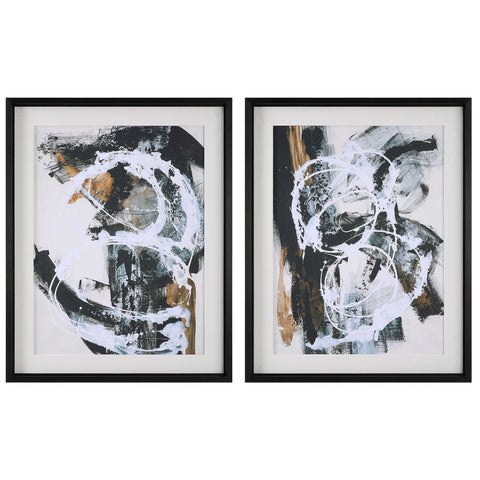 Uttermost Winterland Framed Prints Contemporary Abstract Rectangle Wall Art - Set of 2