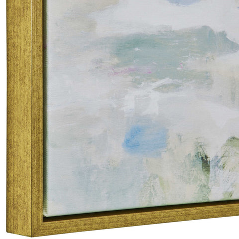 Abstract Reflections Modern Square Painting with Gold Frame Wall Art