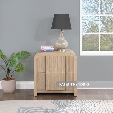 Meridian Furniture Inc. Timeless Minimalist Fluted Storage Nightstand - 26 W