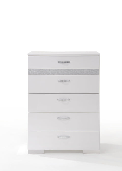 Contemporary High Gloss Drawer Chest with Pull Handles