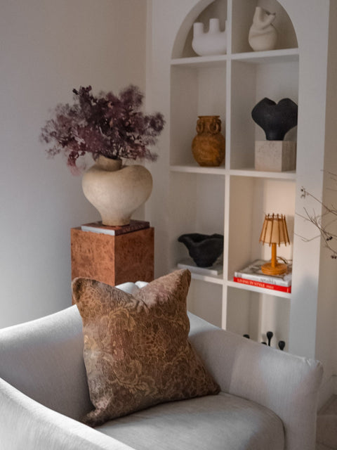 Artful Traditionalist Velvet Bolster with Double Sided Design