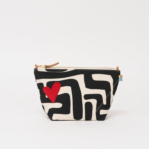 Abstract Heart Graphic Beaded Convertible Pouch
