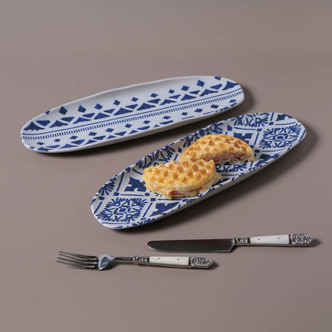 Porto Brasil Porto Brasil Mediterranean Geometric Stoneware Serving Platter - Set of 4