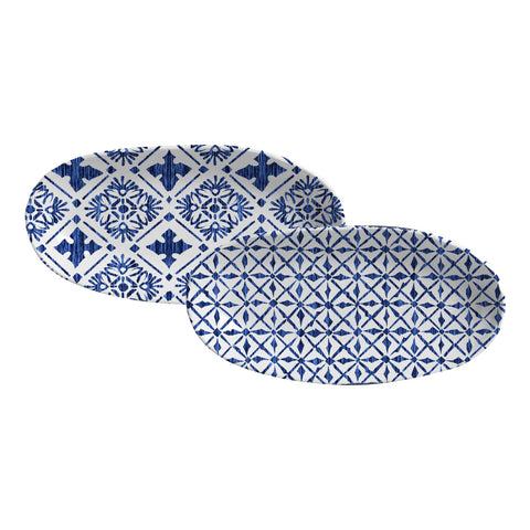 Porto Brasil Porto Brasil Mediterranean Geometric Stoneware Serving Platter - Set of 4
