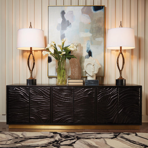 Modern Abstract Accent Cabinet in Matte Finish