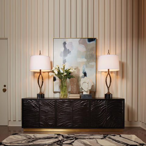 Modern Abstract Accent Cabinet in Matte Finish