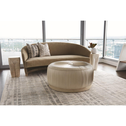 Space Saving Pouf Ottoman with Pleats Contemporary Upholstered Ottoman