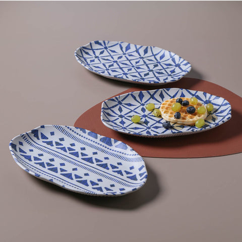 Porto Brasil Contemporary Geometric Graphic Hand Finished Serving Platter - Set of 4