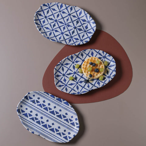 Porto Brasil Contemporary Geometric Graphic Hand Finished Serving Platter - Set of 4