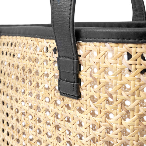 Beach Handmade Geometric Leather Trim Tote