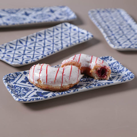 Porto Brasil Mediterranean Geometric Hand Finished Stoneware Serving Platter - Set of 4