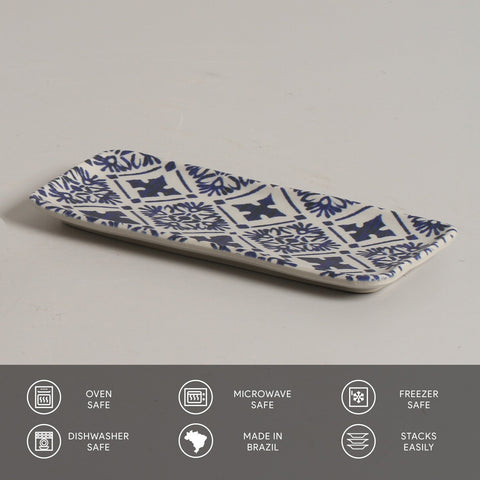 Porto Brasil Mediterranean Geometric Hand Finished Stoneware Serving Platter - Set of 4