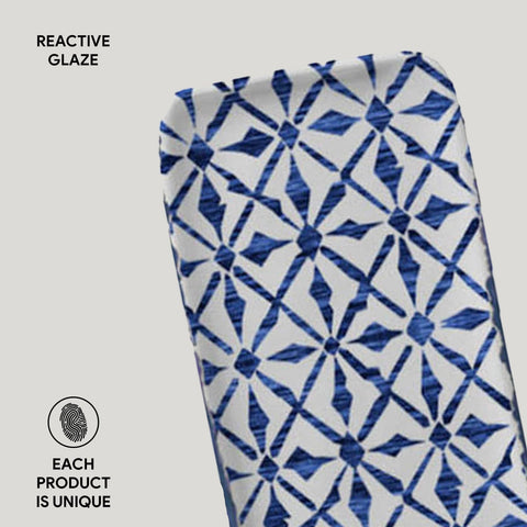 Porto Brasil Mediterranean Geometric Hand Finished Stoneware Serving Platter - Set of 4