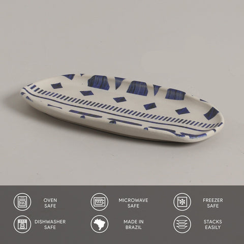 Porto Brasil Mediterranean Geometric Hand Finished Stoneware Serving Platter - Set of 4