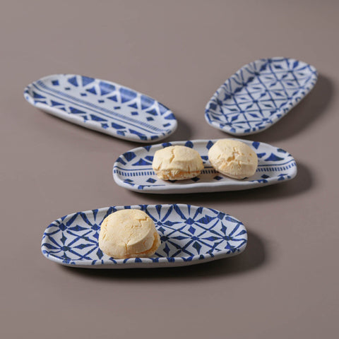 Porto Brasil Mediterranean Geometric Graphic Stoneware Serving Platter - Set of 4