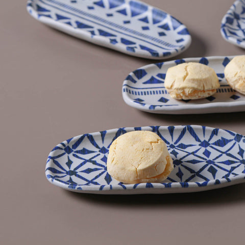 Porto Brasil Mediterranean Geometric Graphic Stoneware Serving Platter - Set of 4