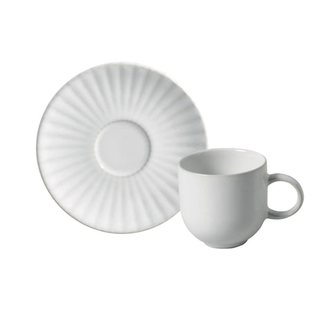 Porto Brasil Everyday Minimalist Stoneware Cup & Saucer - Set of 6