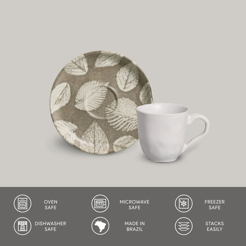 Porto Brasil Seiva Everyday Reactive Glaze Stoneware Cup & Saucer - Set of 6