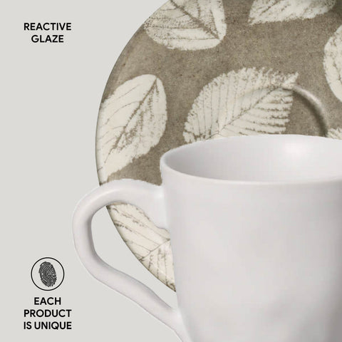 Porto Brasil Seiva Everyday Reactive Glaze Stoneware Cup & Saucer - Set of 6