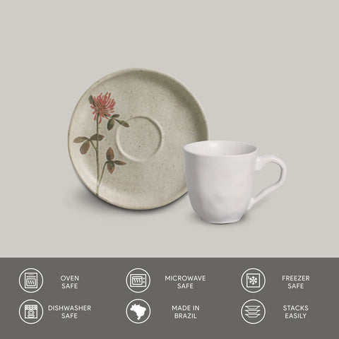 Porto Brasil Campestre Everyday Organic Reactive Glaze Cup & Saucer - Set of 6