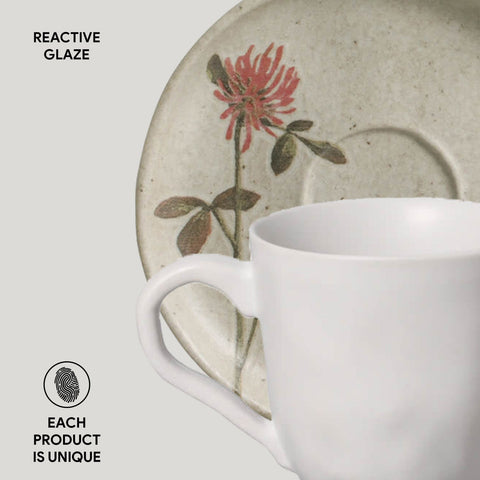 Porto Brasil Campestre Everyday Organic Reactive Glaze Cup & Saucer - Set of 6