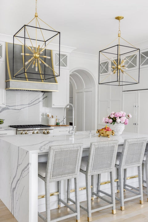 Glendale Mid Century Lantern Chandelier in Aged Brass