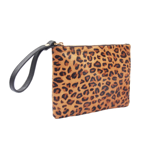 Animal Graphic Leopard Clutch with Zip Top and Pocket