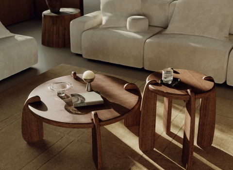 Rove Concepts Nature-Driven Modernist Orb Minimalist Wood Accent Table - 22 W