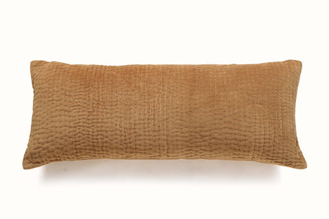 Artful Traditionalist Minimalist Cotton Velvet Lumbar Pillow