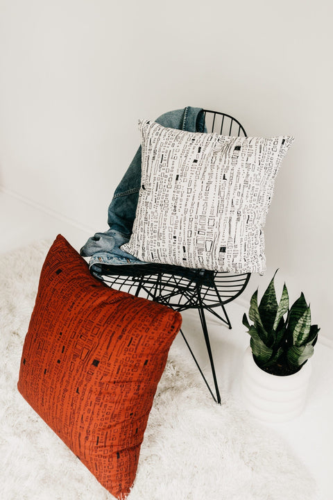 Contemporary Graphic Symbol Accent Pillow with Zipper Closure