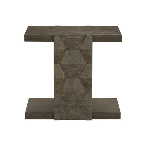 Nature-Driven Modernist Geometric End Table in Brown Wood