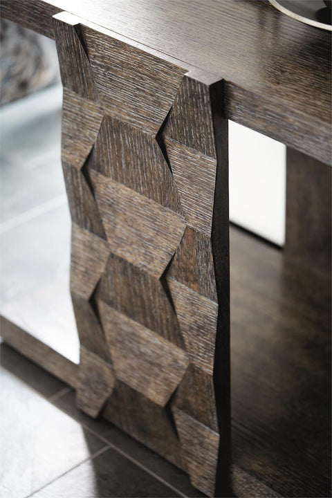 Nature-Driven Modernist Geometric End Table in Brown Wood